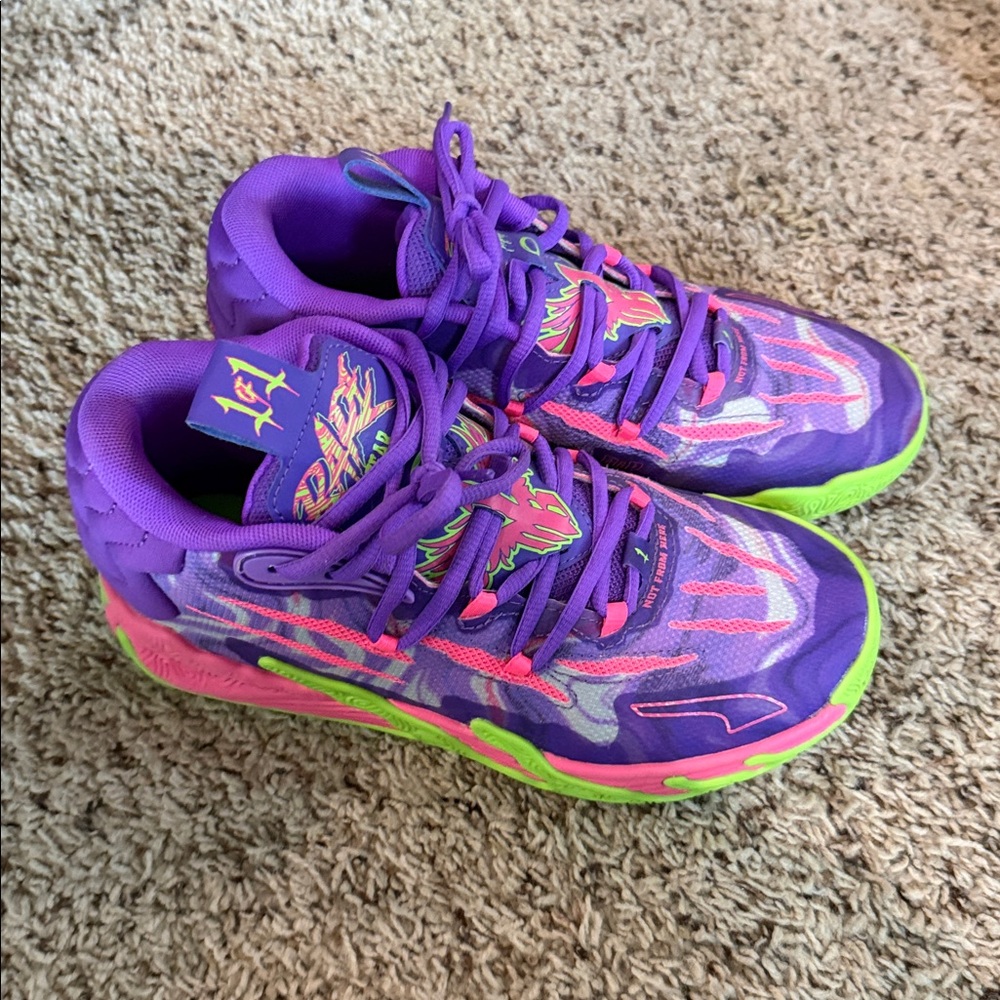Puma Melo Purple Sneakers with Neon Green Insole